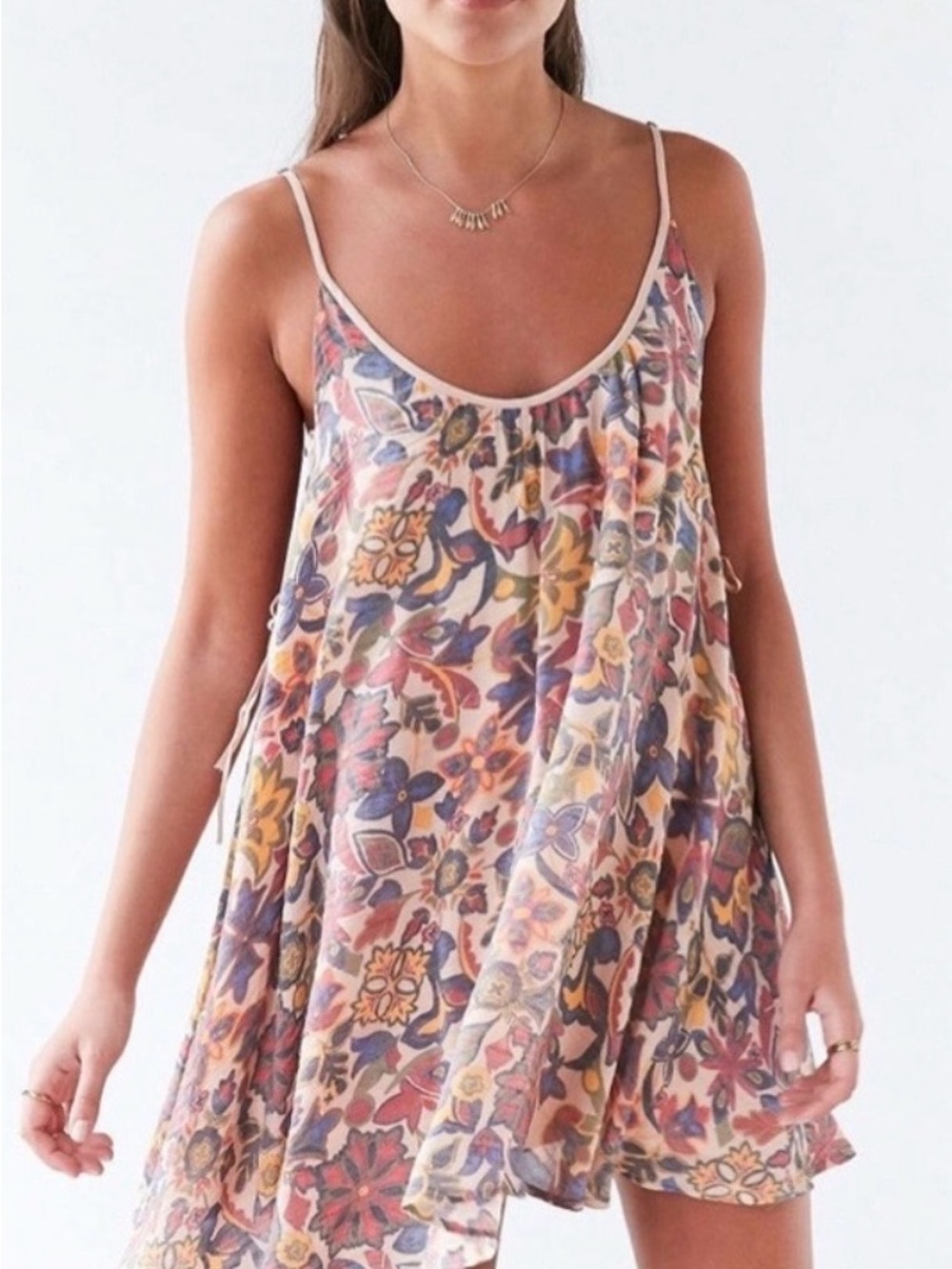 Kimchi Blue Urban Outfitters Tank Floral Dress Side Lace Up Size Small Mini